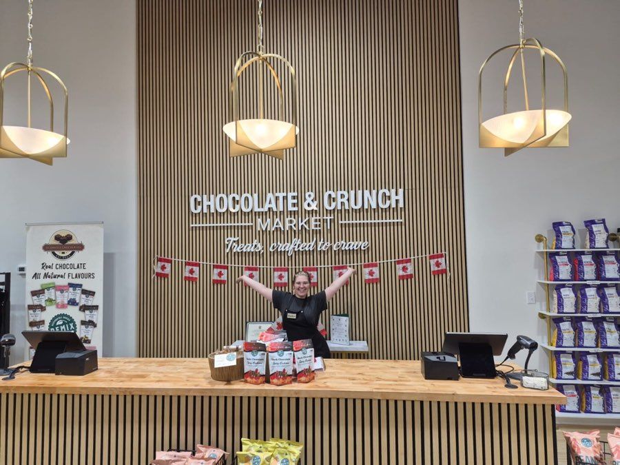 Crunch topped fresh chocolate made in our Niagara factory